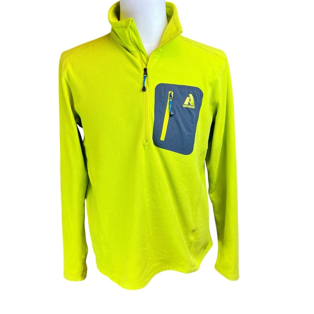 EDDIE BAUER First Ascent Neon Green Fleece Pullover Mens Medium Hiking‎ Outdoors